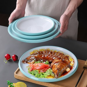 密胺仿瓷盘子商用树脂膠碟创意圆形西餐厅菜盘面盘饭店餐具凉菜盘