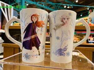 上海迪士尼冰雪奇缘艾莎公主雪宝魔法森林陶瓷水杯马克杯国内代购