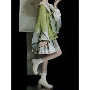 盛夏青提 新中式汉元素娃娃领短衫圆领衫短马面裙日常汉服套装女