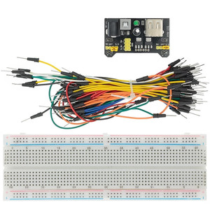 面包板黑色电源模块+830孔大面包板+65条多彩面包线 套装