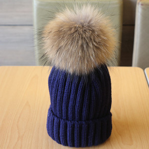 冬季超大貉子儿童毛球毛线帽女保暖小孩针织帽毛球帽子亲子帽