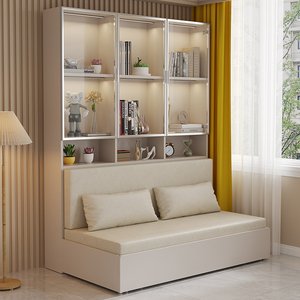 沙发床两用可折叠抽拉书柜储物隐形床多功能组合壁床收纳伸缩书房