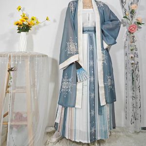 汉风唐汉服女【团花】宋制刺绣印花齐胸改良吊带连衣裙2024春夏款