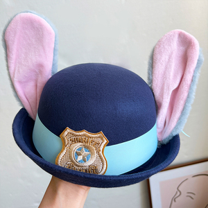 疯狂动物城朱迪兔子警官cos卡通长耳朵兔子可爱洛丽塔帽子遮阳帽
