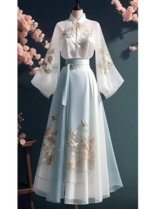 新中式国风禅意连衣裙套装女秋冬季小个子气质裙子今年流行两件套