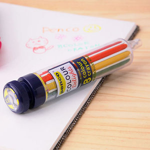 日本hightide penco彩色按动8色蜡笔便携有趣安全儿童用蜡笔混色