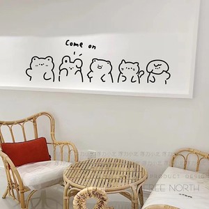 可爱卡通小动物墙贴纸 儿童房布置橱柜贴窗户贴奶茶店铺墙壁装饰