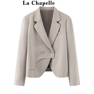 拉夏贝尔/La Chapelle春季西装外套女款休闲西服复古韩版宽松上衣