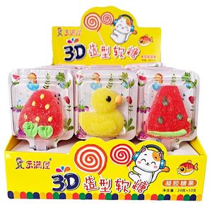 乐满屋3D造型软糖可爱小黄鸭棒棒糖儿童糖果整盒混合草莓西瓜老莫