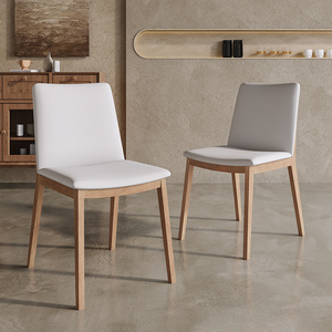 实木椅子水曲柳餐椅靠背乳胶皮质座椅日式原木家用现代简约书桌椅