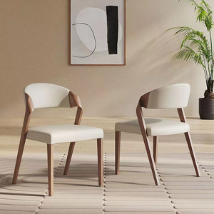 北欧餐椅简约家用实木餐桌椅意式高级椅子现代侘寂原木扶手靠背椅