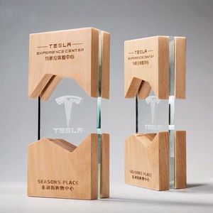 创意水晶奖杯定制实木底座刻字定做制作企业个人员工颁奖木制工艺