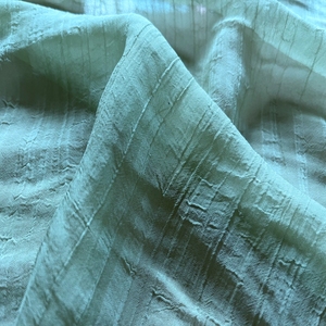 清新夏日 薄荷绿肌理感褶皱雪纺时装面料 连衣裙衬衫古装皱皱布料