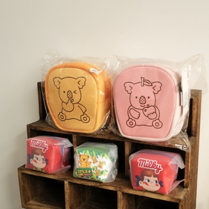 【清仓包邮无退换】日本代购小熊饼干限定PU拼接毛绒收纳包零钱包