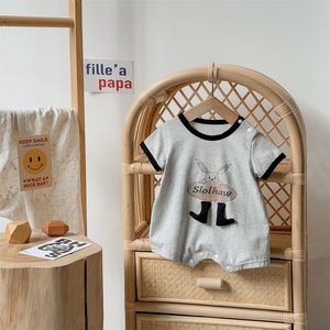 韩国婴儿服夏季新款0-2岁小月龄宝宝卡通短袖连体衣a类外出爬爬服