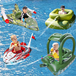 夏季充气坦克游泳圈儿童喷水枪坐圈冲浪坐骑成人泳池漂浮水上玩具