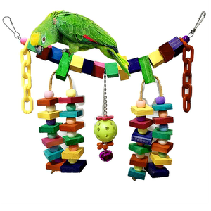 鹦鹉玩具 啃咬玩具 彩色木块链条软桥吊桥鸟秋千云梯 280g