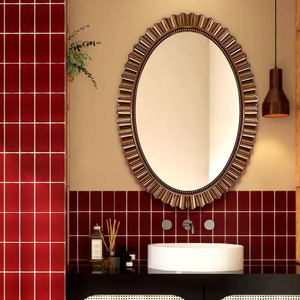 法式椭圆形浴室镜壁挂欧式卫生间镜子家用挂墙复古艺术梳妆化妆镜