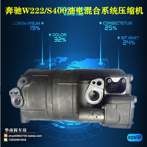 奔驰W222/S400/迈巴赫S400油电混合动力系统空调压缩机/冷气泵