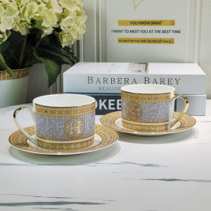欧式H咖啡杯碟套装陶瓷宫廷风优雅时尚爱马礼盒花茶下午茶茶具装