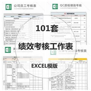 绩效考核工作表公司企业人事人力办公部门经理员工EXCEL考评表格