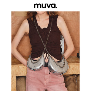 MUVA原创月牙包手提包女链条包真皮小包包高级感小众2023新款斜挎