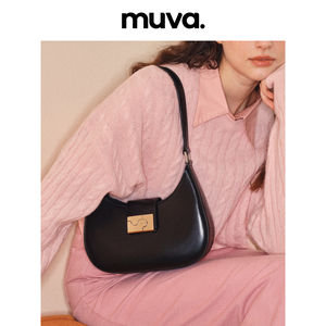 MUVA真皮小众设计师高级感腋下包2023新款法式百搭单肩包包女