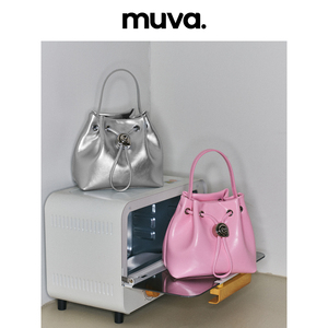 MUVA空空包斜挎水桶包女手提包包高级感小众真皮原创单肩2024新款