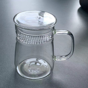 月牙杯绿滤茶杯耐热玻璃杯男女创意办公茶杯过滤带盖子透明泡茶器