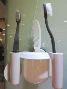 台湾FECA非卡吸盘式牙刷架 强力真空吸盘式牙膏牙刷架套装 挂钩