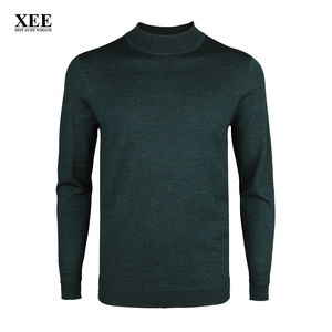 XEE专柜同款 男士冬季墨绿色半高领羊绒衫柔软保暖羊毛衫百搭毛衣
