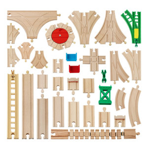 木制木质轨道车隧道磁力小火车积木拼装桥梁儿童益智玩具木头配件