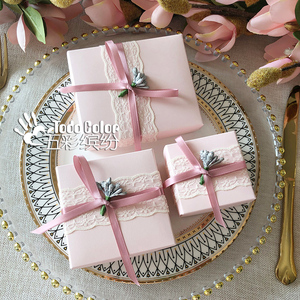 则礼 简约蝴蝶结喜糖盒小号 西式婚礼包装盒子韩式结婚礼盒 粉色