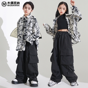 街舞儿童潮服嘻哈男童中国风衬衫元旦演出服女童爵士舞表演服套装