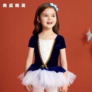 舞蹈服儿童女夏季短袖练功服小女孩金丝绒跳舞衣服女童中国舞服装