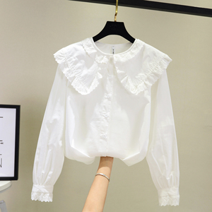 白色衬衫女2023年新款秋装设计感小众春装时尚洋气娃娃衫外套衬衣