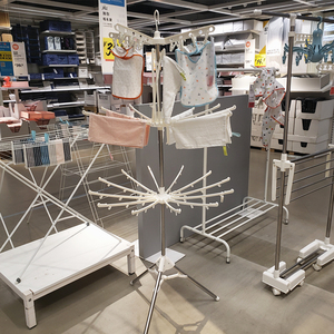 温馨宜家IKEA普克拉3层晾衣架可折叠轻便简约晒…