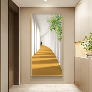 入户玄关装饰画空间感抽象建筑绿植现代简约走廊过道壁画楼梯挂画
