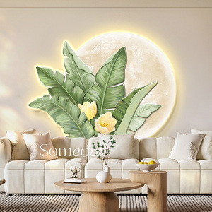 客厅装饰画现代简约绿植沙发后墙背景画壁灯奶油风餐厅挂画卧室画