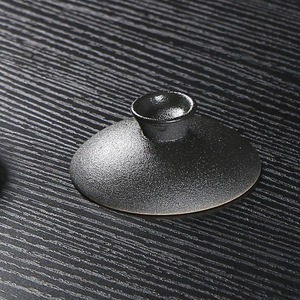 黑陶盖碗单个盖子配件7.6厘米三才盖碗配件粗陶黑色零配茶具敬茶