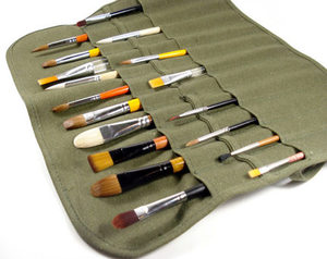 纯棉帆布绘画毛笔帘水粉笔袋毛笔专用插笔袋 收纳袋 画笔整理笔卷