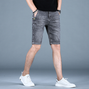 香港夏季薄款男士灰色牛仔短裤男修身直筒五分裤子高端休闲马裤