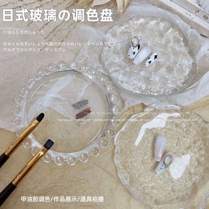 日式美甲调色盘玻璃珍珠云朵笔架作品展示板甲油胶调胶板拍照道具