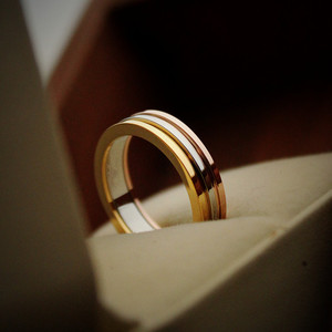 欧美韩版时尚三色玫瑰金银18k个性订结婚对戒指环好运轮情侣饰品