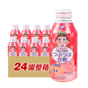 整箱日本原装进口不二家白桃汁380g水蜜桃25%果肉果汁饮料12/24瓶