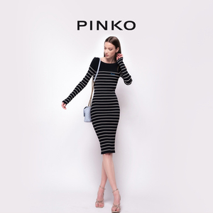 PINKO女装条纹长袖针织连衣裙1G16YFY7UP
