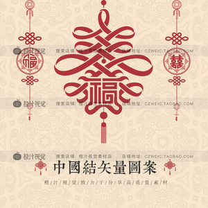 中国结图案古风春节新年喜庆平安符如意结装饰AI矢量设计素材PNG