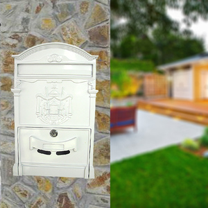 出口欧洲圣诞节信报箱户外室外别墅信箱不生锈铸铝复古邮箱 白色