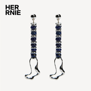HEROINE Plume Earrings 羽翎青金石玉石耳环 设计师品牌原创