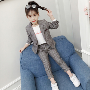 女童西服套装2019春装新款韩版儿童中大童洋气女孩西装时髦两